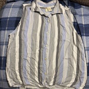 Japna Blue and White Striped Women’s Sleeveless Top size S